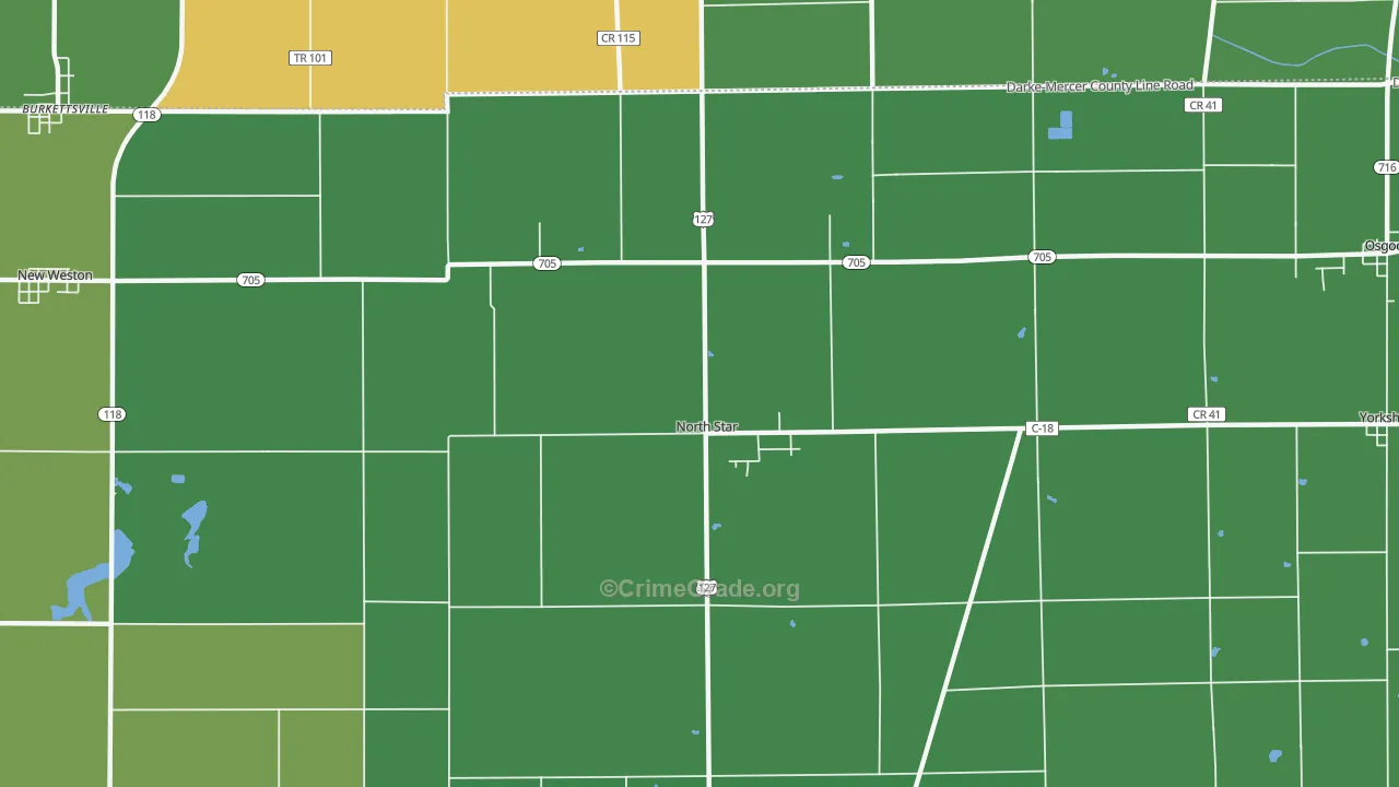 North Star, OH Map of Vandalism Rates