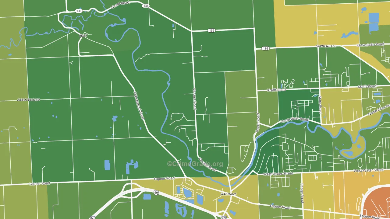 North Street, MI Map of Vandalism Rates