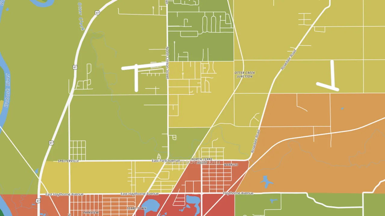 North Terre Haute, IN Map of Vandalism Rates