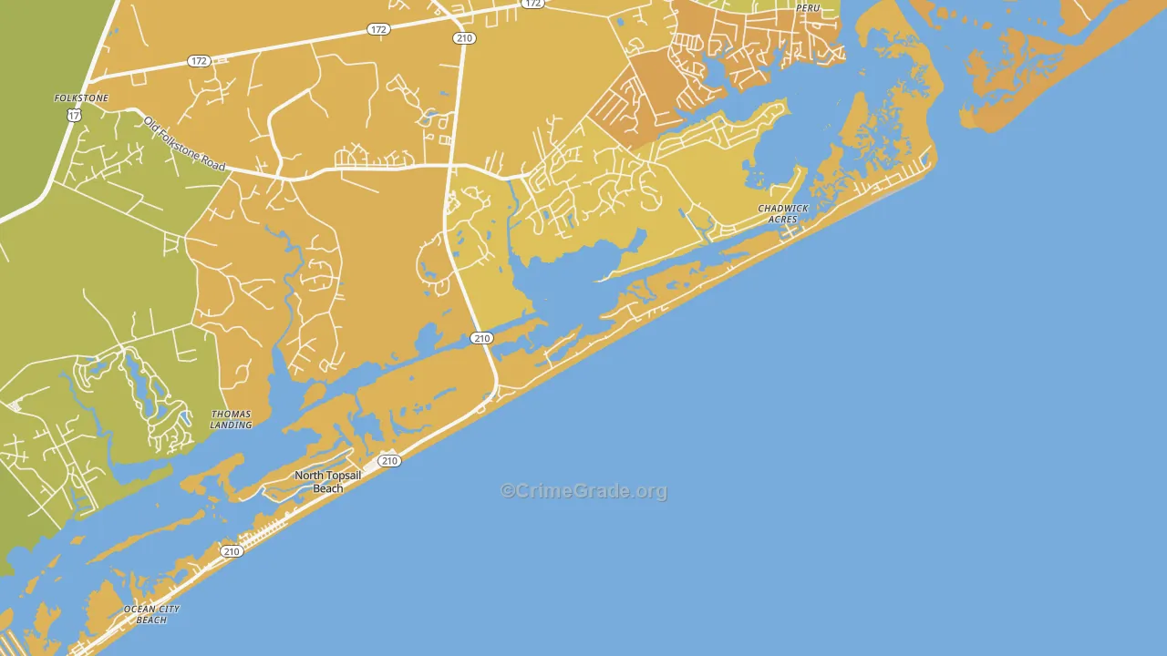 North Topsail Beach, NC Map of Vandalism Rates