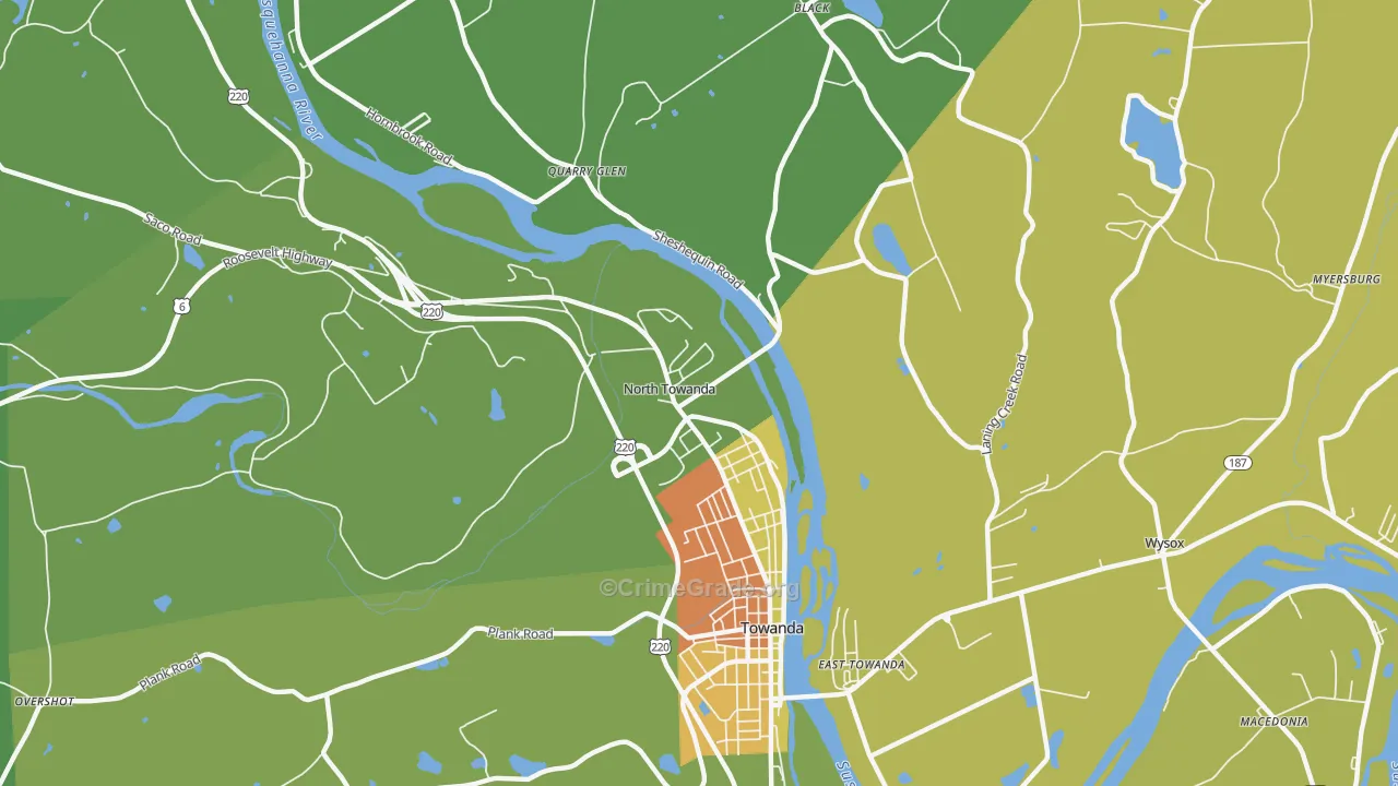 North Towanda, PA Map of Vandalism Rates