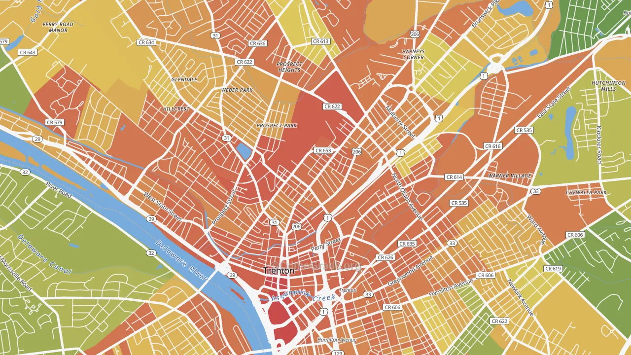 North Trenton, Trenton, NJ Map of Vandalism Rates