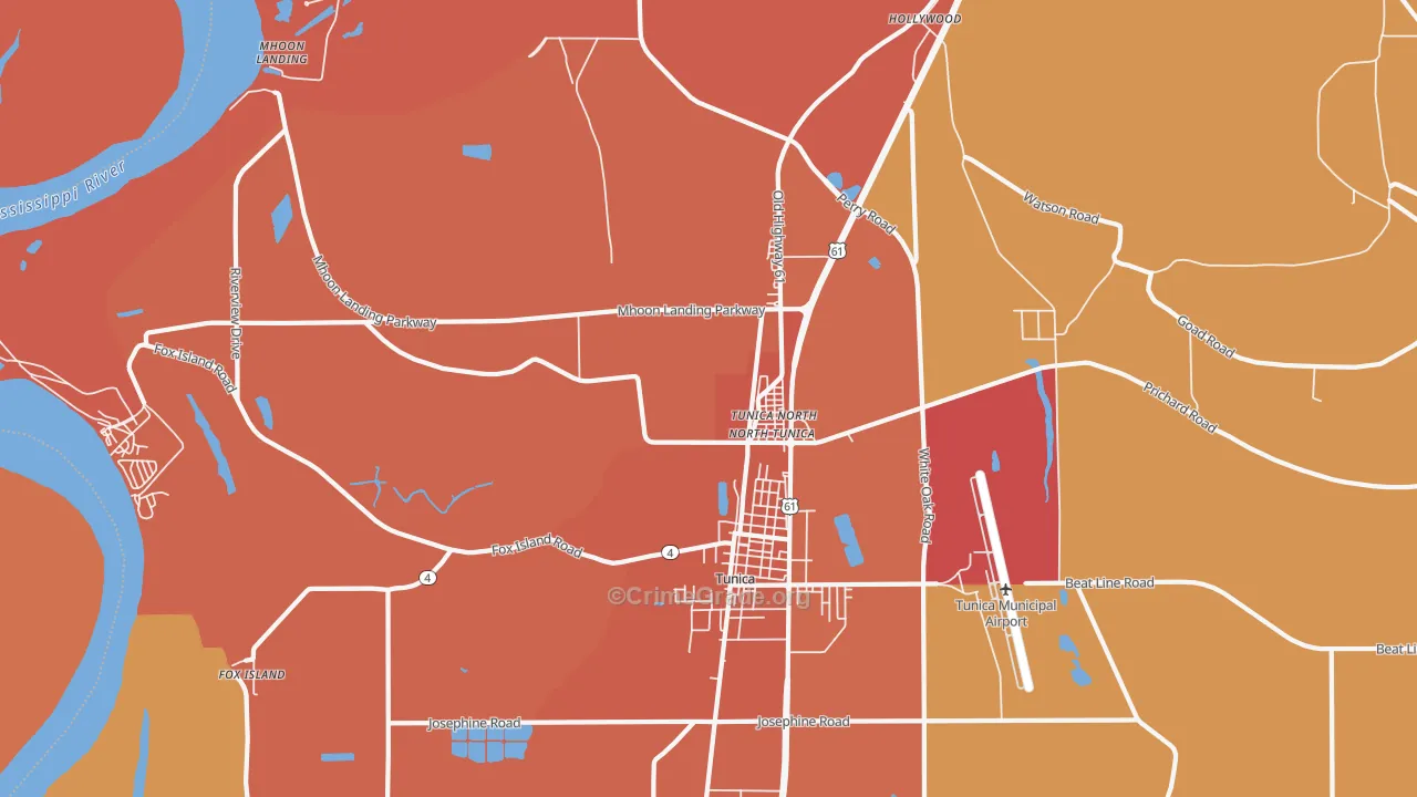 North Tunica, MS Map of Vandalism Rates