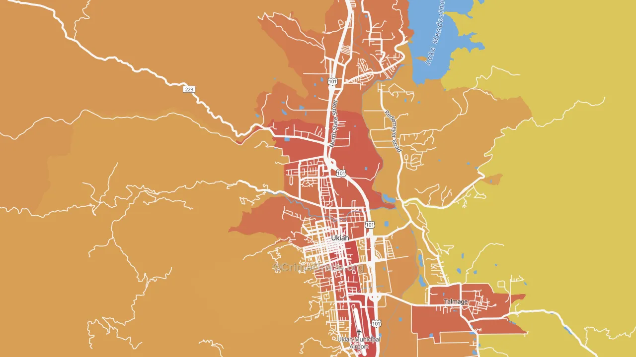 North Ukiah, Ukiah, CA Map of Vandalism Rates