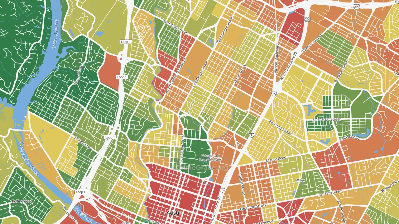 North University, Austin, TX Map of Vandalism Rates