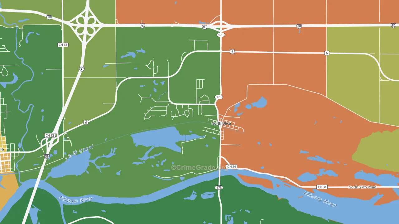 North Utica, IL Map of Vandalism Rates