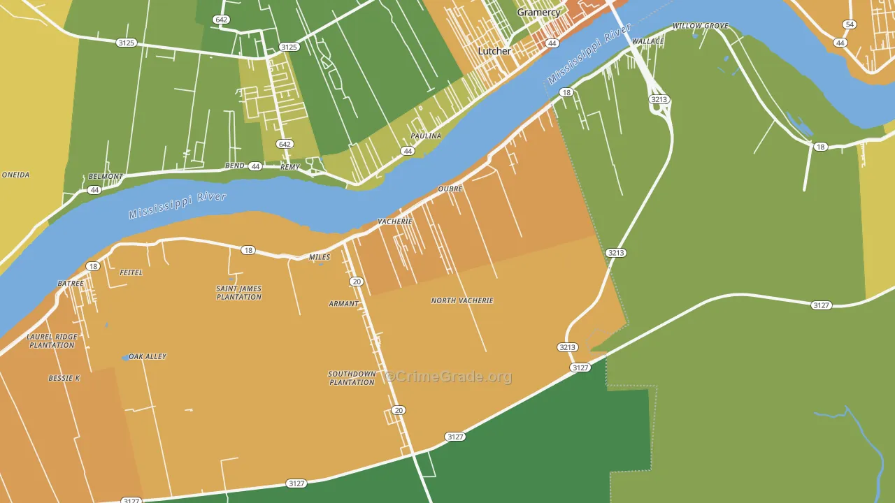 North Vacherie, LA Map of Vandalism Rates