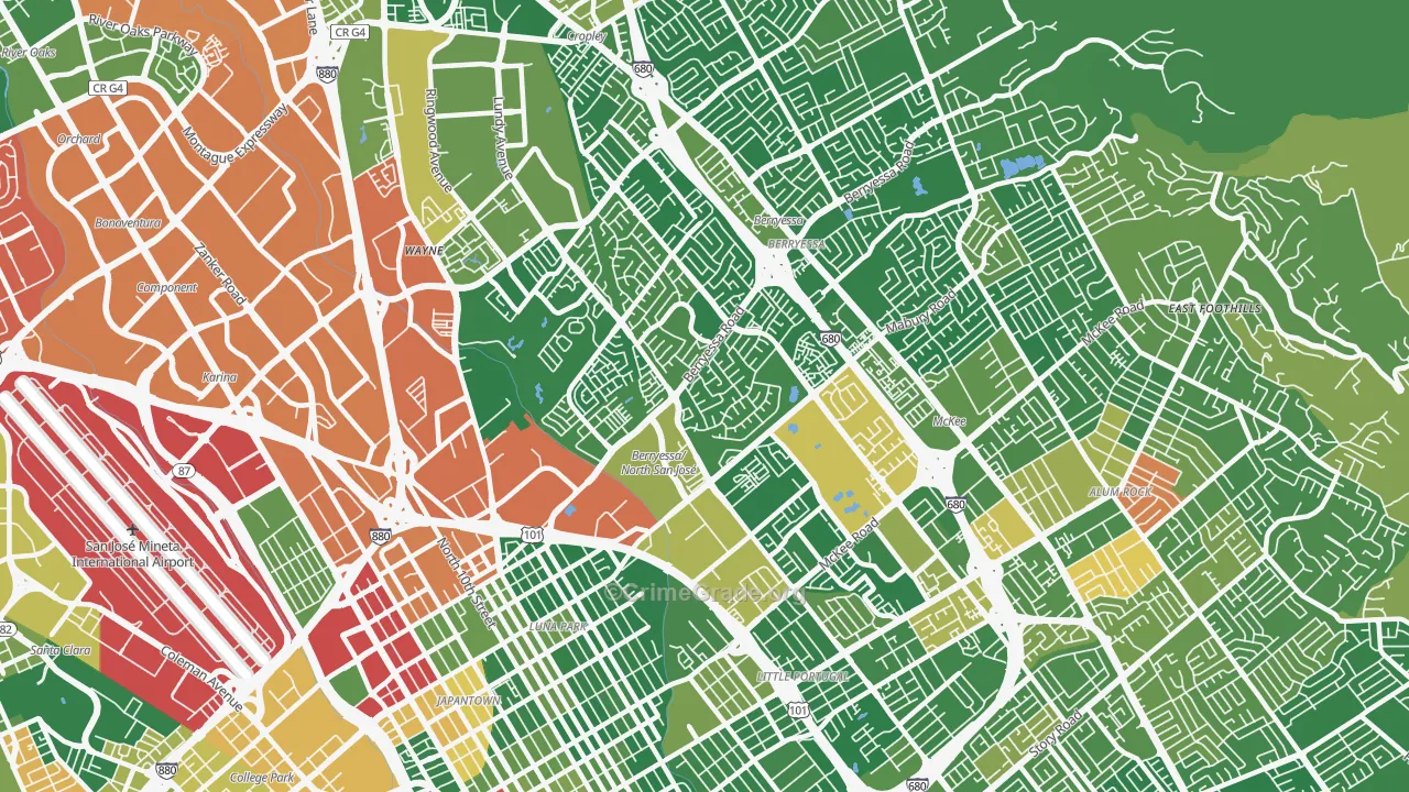 North Valley, San Jose, CA Map of Vandalism Rates