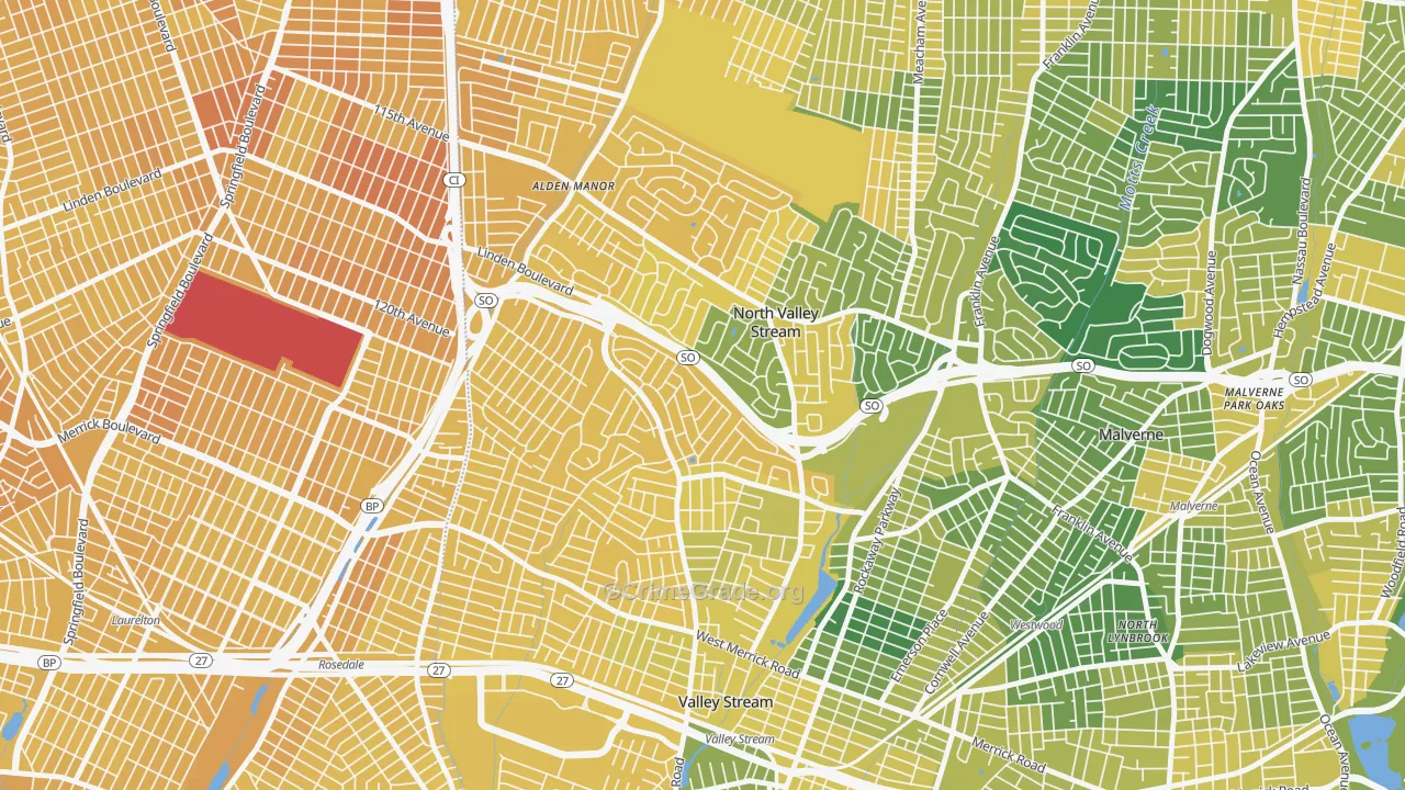 North Valley Stream, NY Map of Vandalism Rates