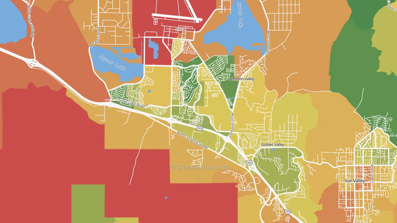 North Valleys, Reno, NV Map of Vandalism Rates