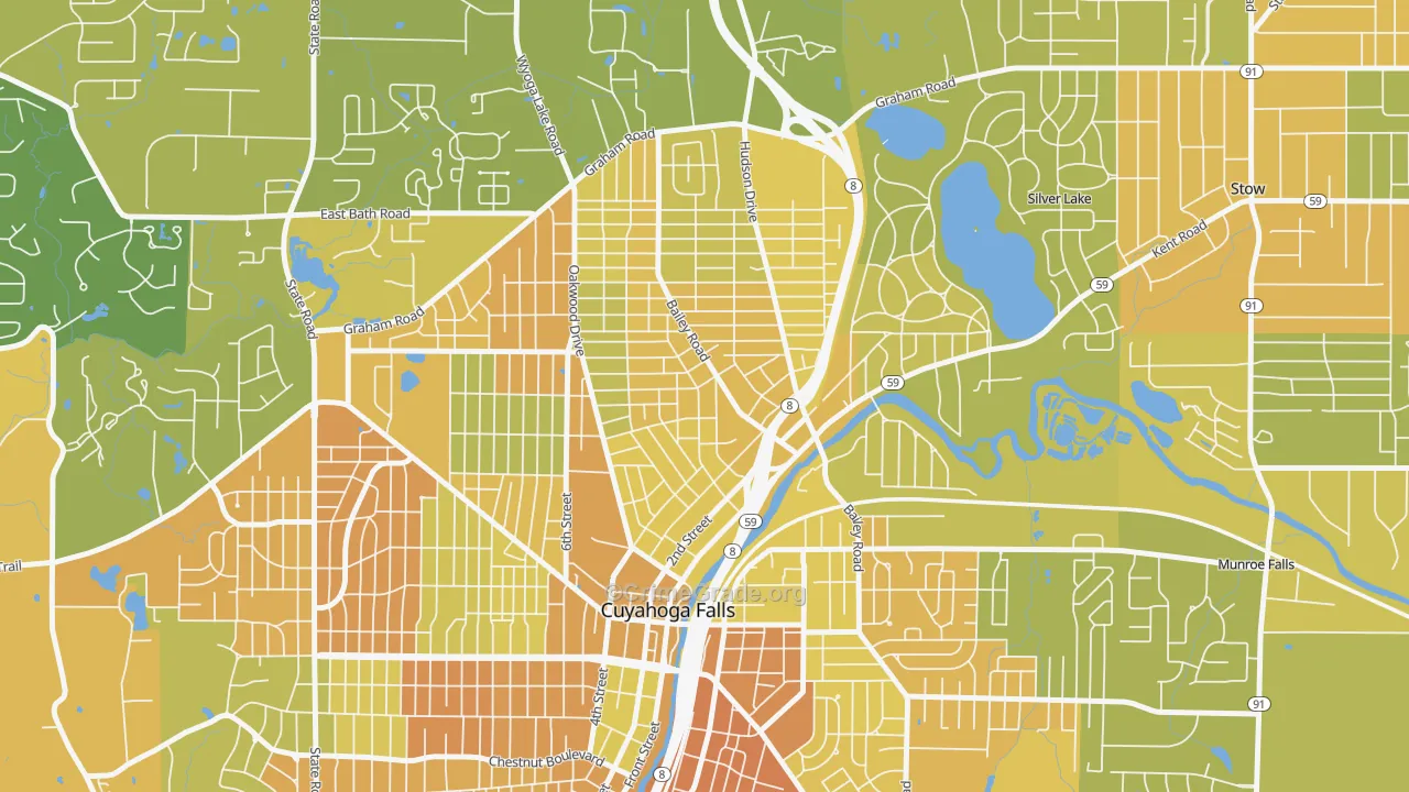 North Village, Cuyahoga Falls, OH Map of Vandalism Rates