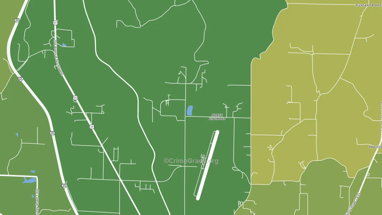 North Vinemont, AL Map of Vandalism Rates