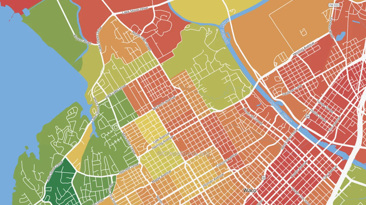 North Waco, Waco, TX Map of Vandalism Rates