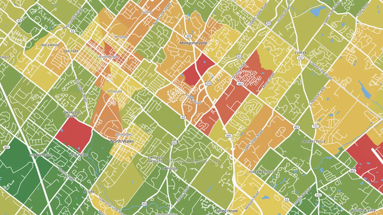 North Wales, PA Map of Vandalism Rates
