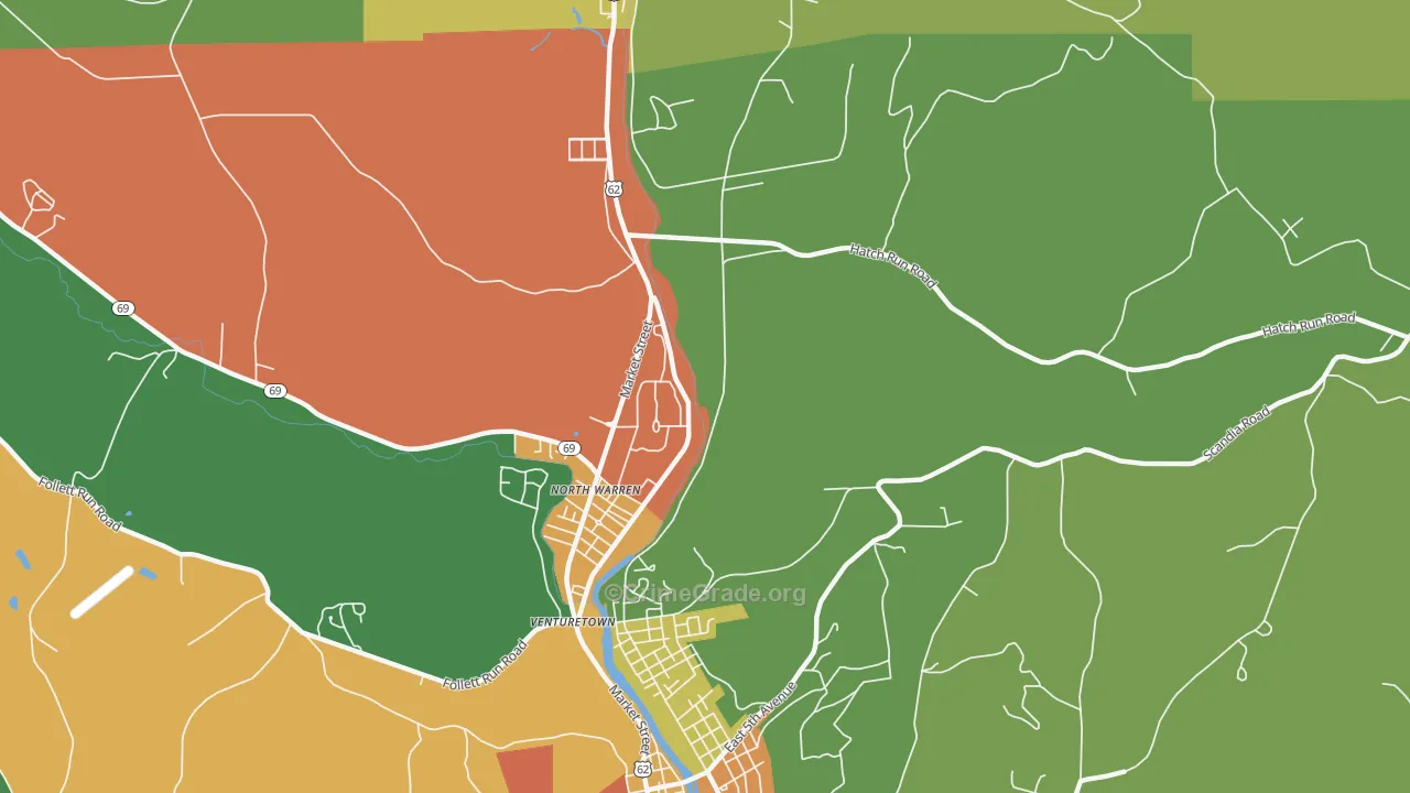 North Warren, PA Map of Vandalism Rates