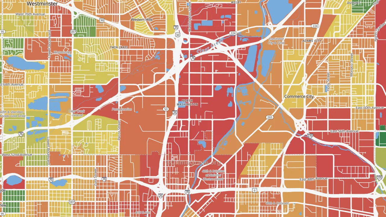 North Washington, CO Map of Vandalism Rates