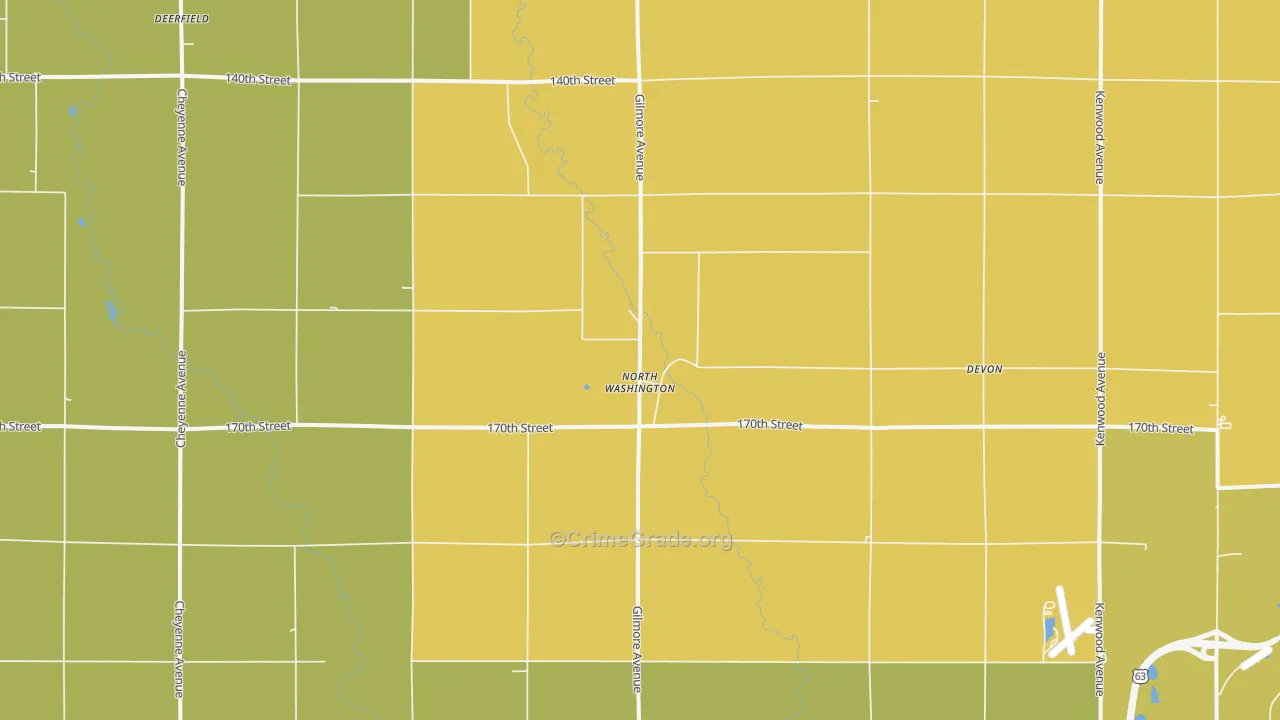 North Washington, IA Map of Vandalism Rates