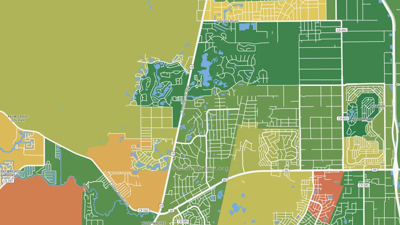 North Weeki Wachee, FL Map of Vandalism Rates