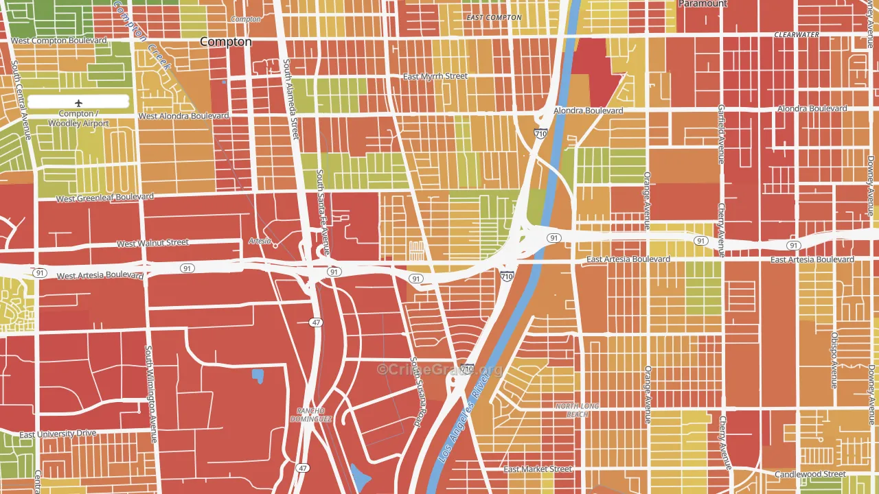 North West Long Beach, Long Beach, CA Map of Vandalism Rates