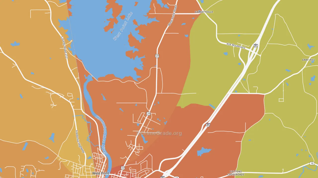 North West Point, GA Map of Vandalism Rates