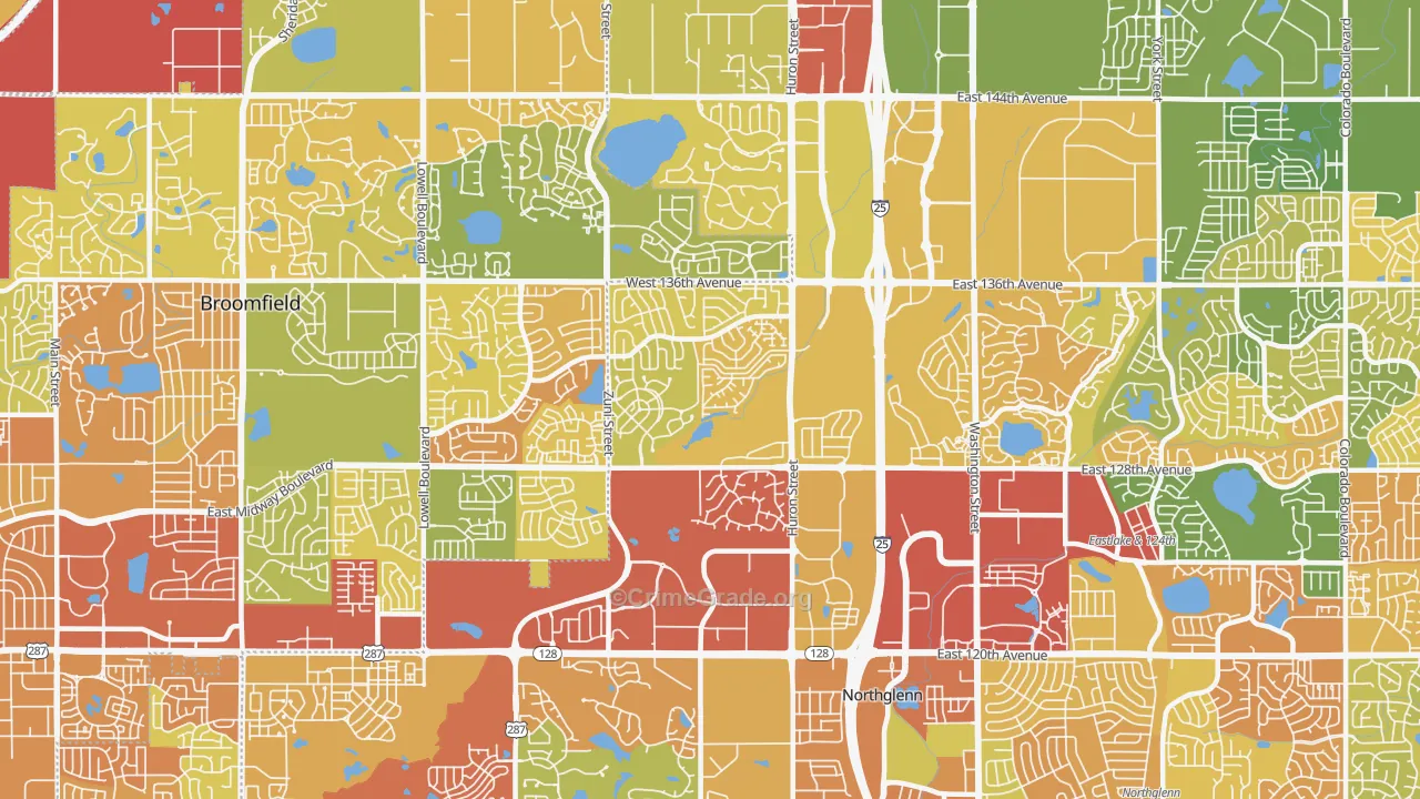 North Westminster, Westminster, CO Map of Vandalism Rates
