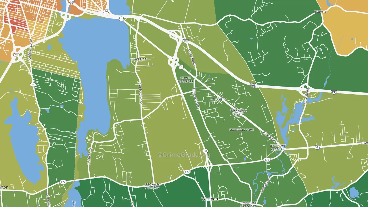 North Westport, MA Map of Vandalism Rates