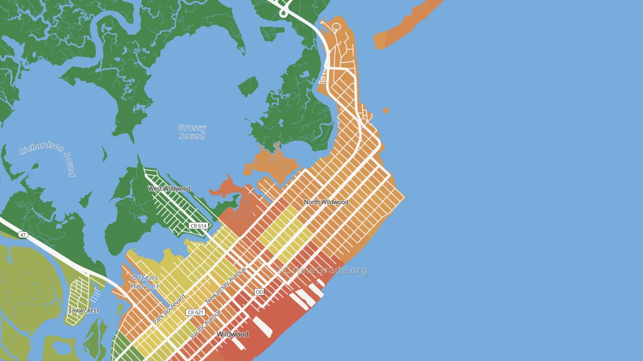 North Wildwood, NJ Map of Vandalism Rates