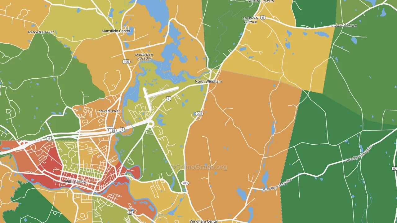 North Windham, CT Map of Vandalism Rates