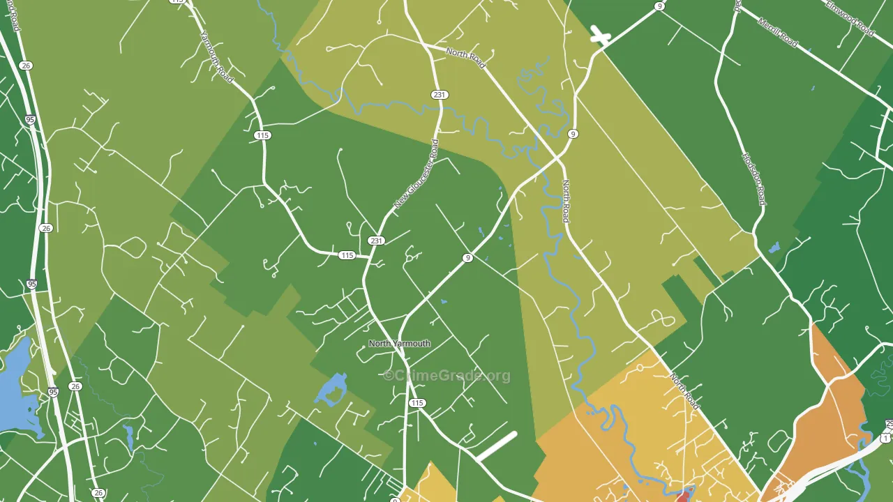 North Yarmouth, ME Map of Vandalism Rates