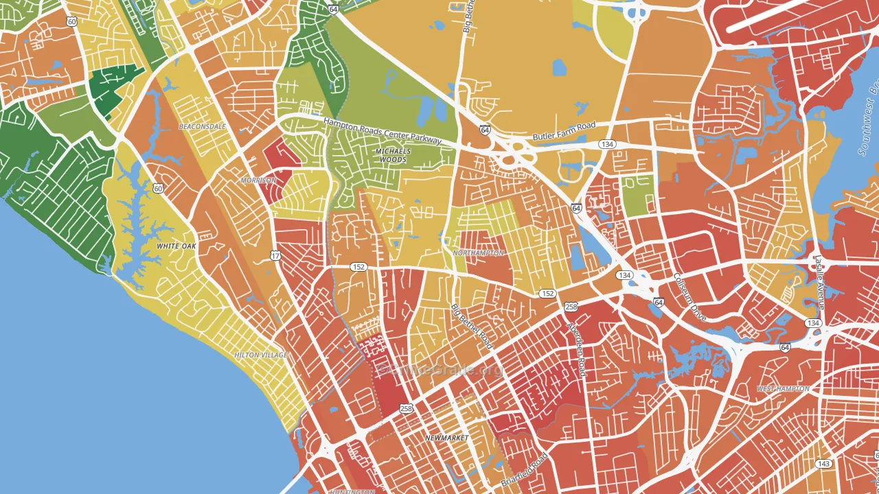 Northampton, Hampton, VA Map of Vandalism Rates