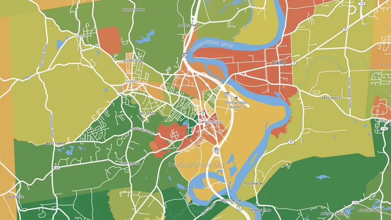 Northampton, MA Map of Vandalism Rates