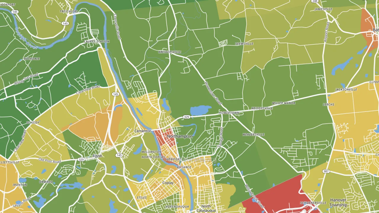 Northampton, PA Map of Vandalism Rates