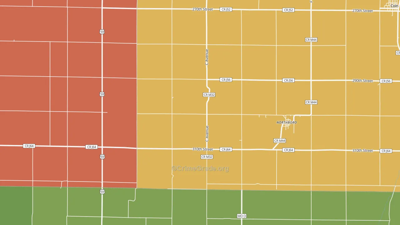 Northboro, IA Map of Vandalism Rates