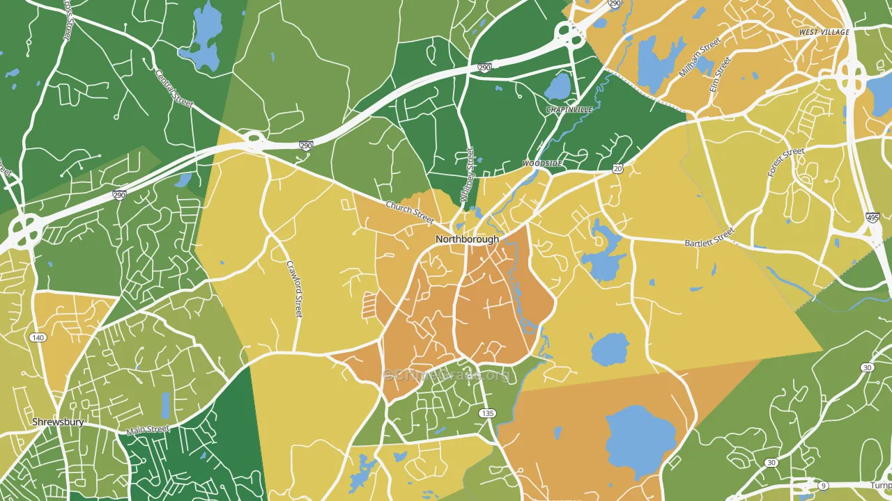 Northborough, MA Map of Vandalism Rates