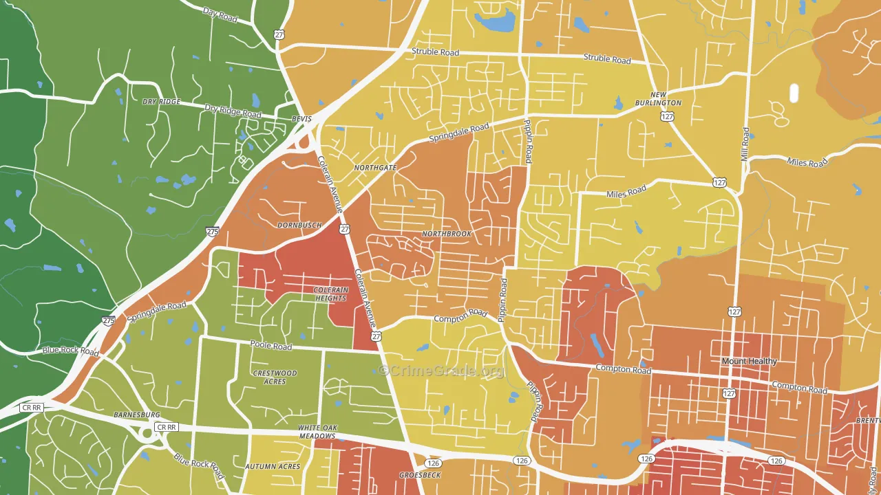 Northbrook, Cincinnati, OH Map of Vandalism Rates