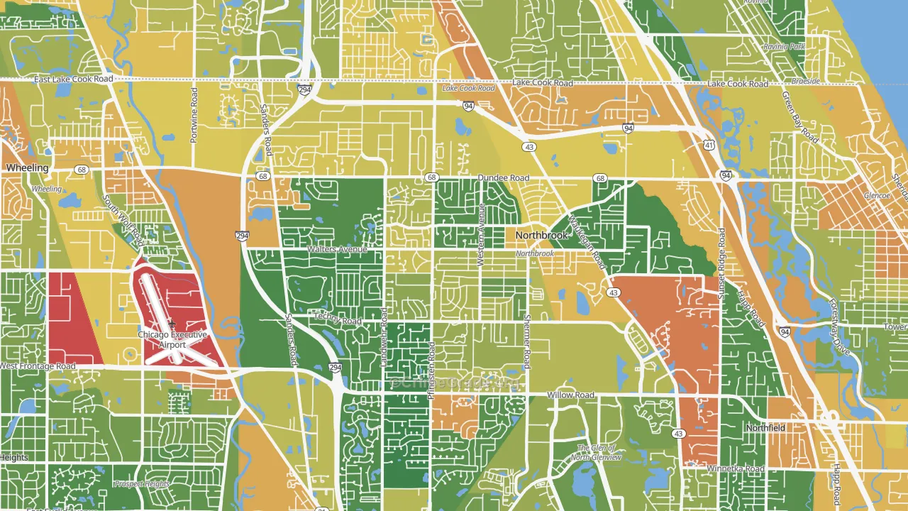 Northbrook, IL Map of Vandalism Rates