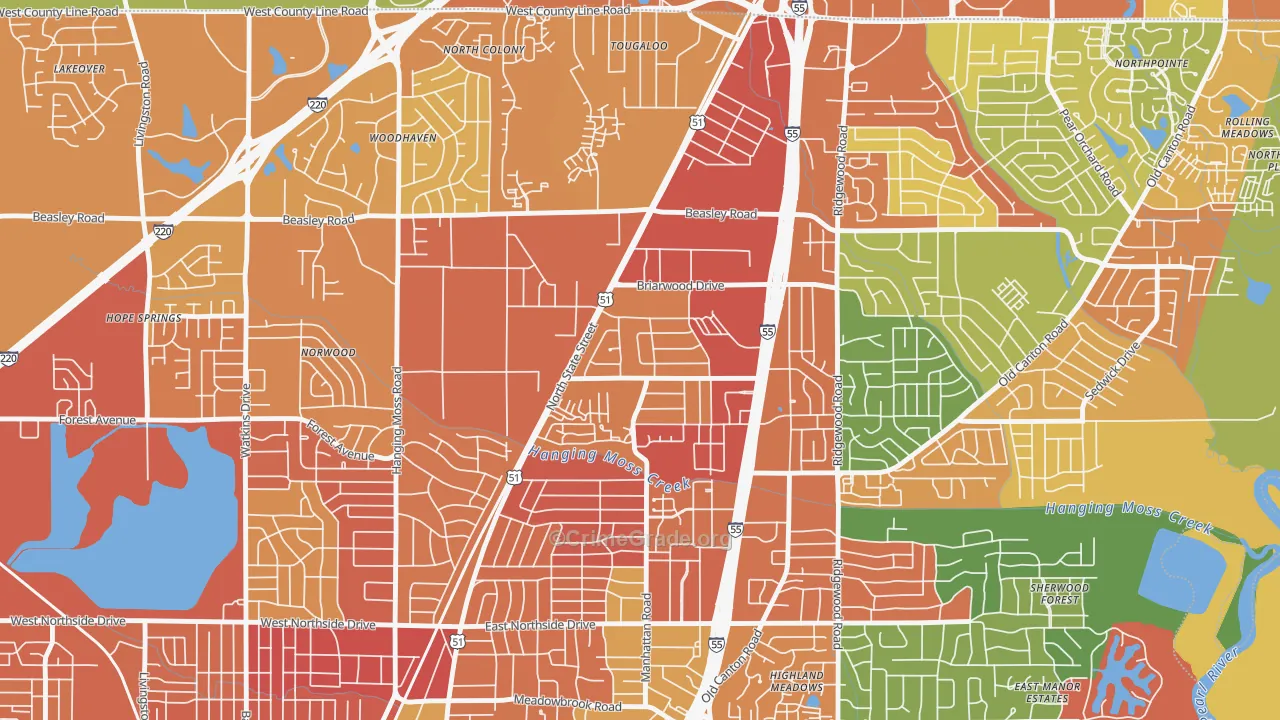 Northbrook, Jackson, MS Map of Vandalism Rates