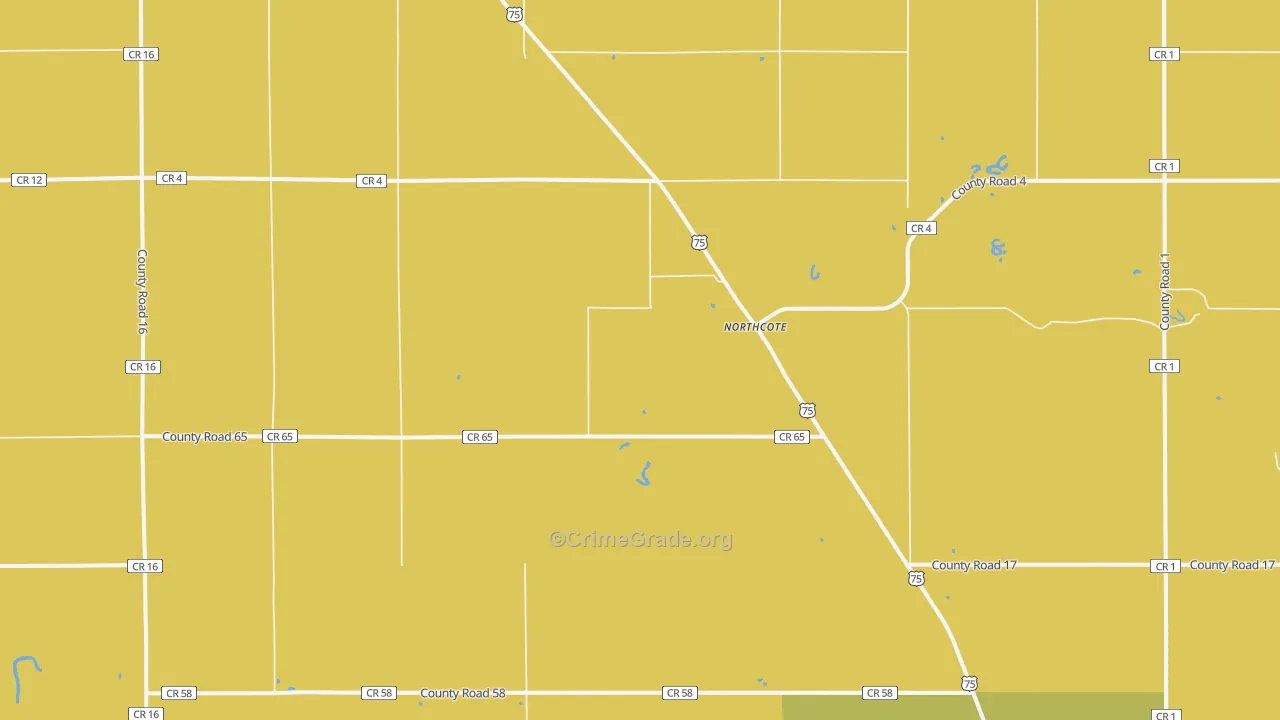 Northcote, MN Map of Vandalism Rates