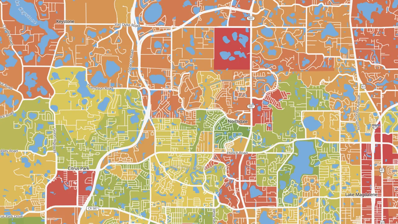 Northdale, FL Map of Vandalism Rates