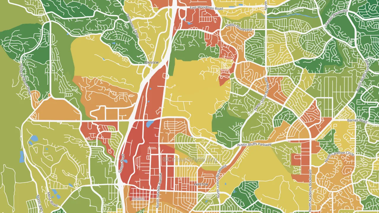 Northeast Colorado Springs, Colorado Springs, CO Map of Vandalism Rates