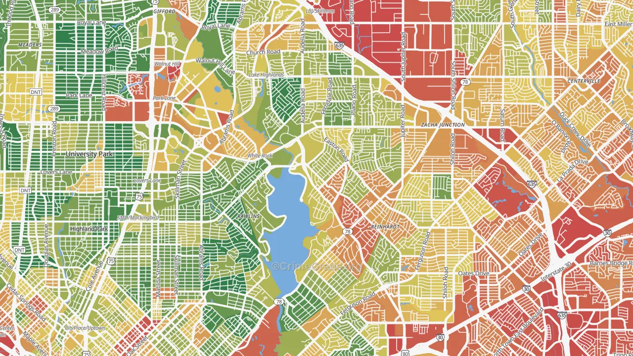 Northeast Dallas-White Rock, Dallas, TX Map of Vandalism Rates