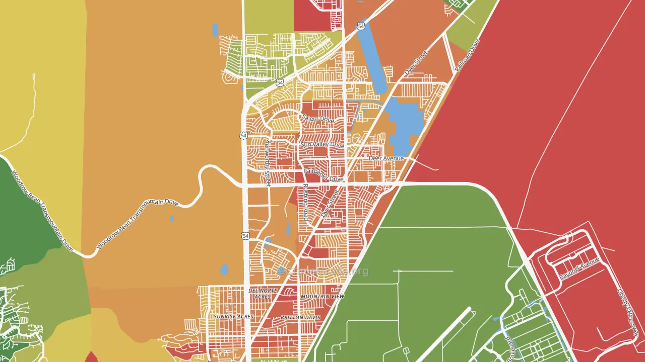 Northeast, El Paso, TX Map of Vandalism Rates