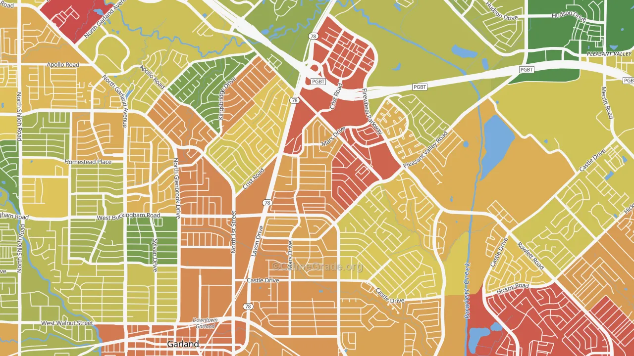 Northeast Garland, Garland, TX Map of Vandalism Rates