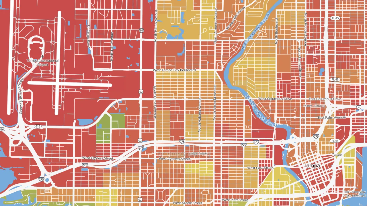 Northeast MacFarlane, Tampa, FL Map of Vandalism Rates