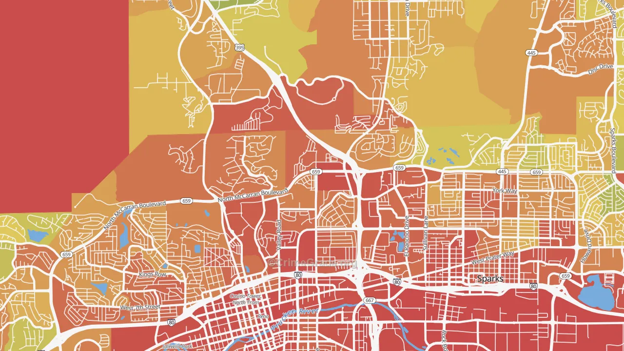 Northeast, Reno, NV Map of Vandalism Rates