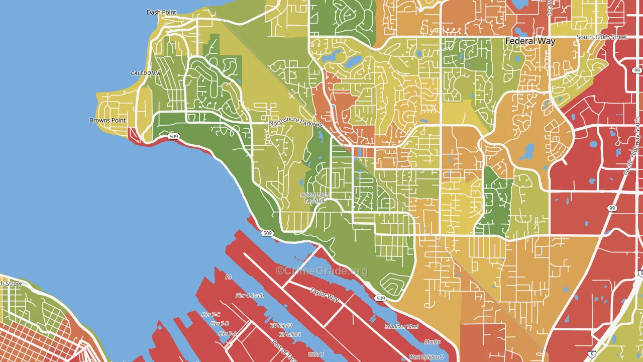 Northeast Tacoma, Tacoma, WA Map of Vandalism Rates