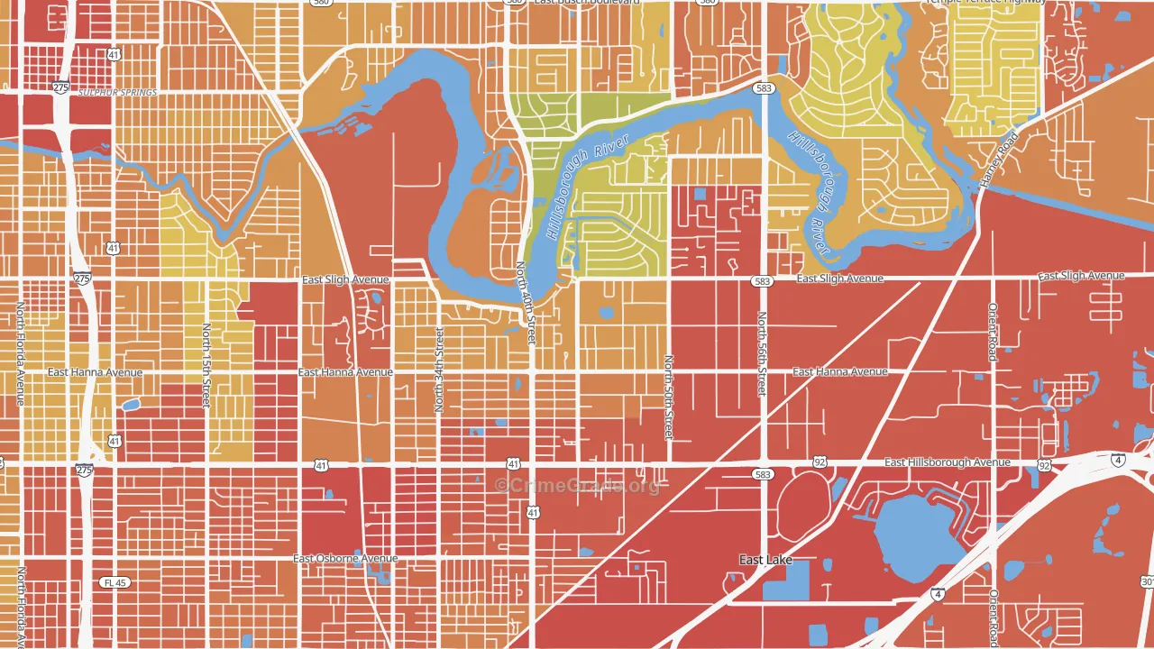 Northeast, Tampa, FL Map of Vandalism Rates