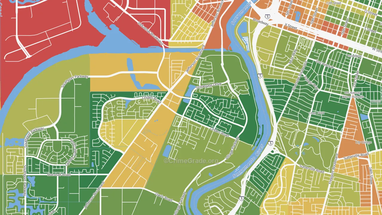 Northeast Village, West Sacramento, CA Map of Vandalism Rates