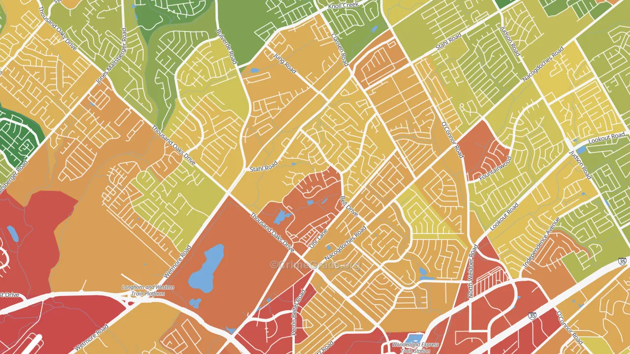 Northern Hills, San Antonio, TX Map of Vandalism Rates