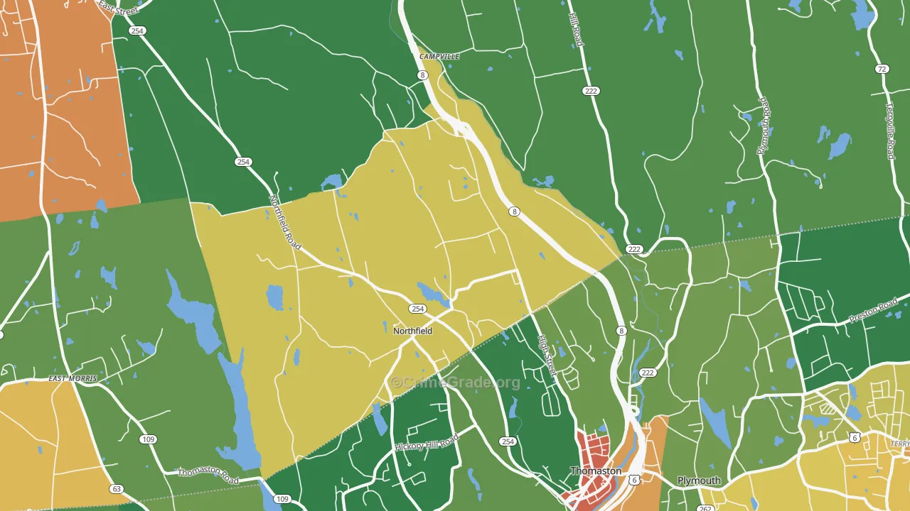 Northfield, CT Map of Vandalism Rates